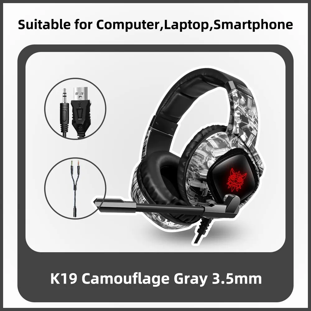 ONIKUMA K19 Gaming Headset Bedrade Noise Cancelling Stereo Hoofdtelefoon Met Microfoon 3.5mm Audio Voor PC Laptop Computer Console Gamer