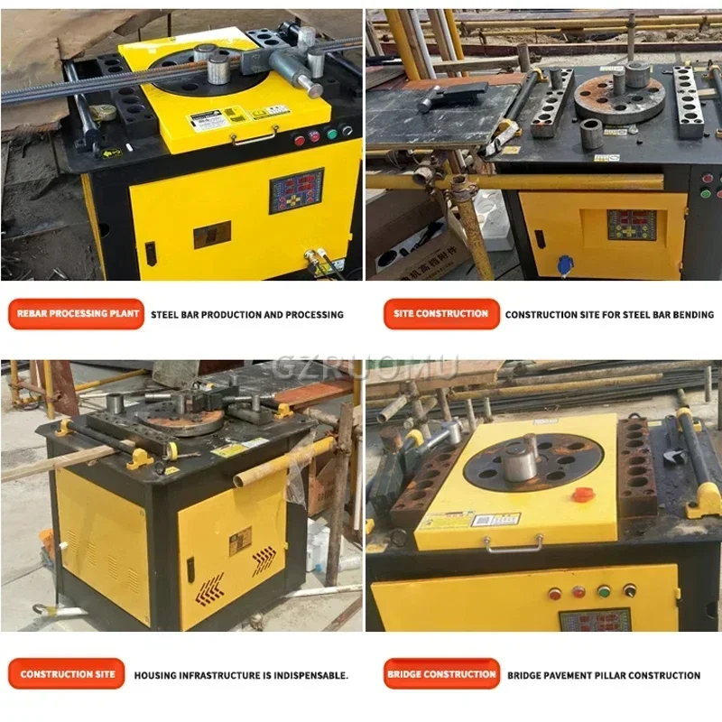 GW40 Round Steel Bending Machine Rebar Steel Bending Device Gear CNC Wire Rod Bending Equipment Stainless Steel Small Machine