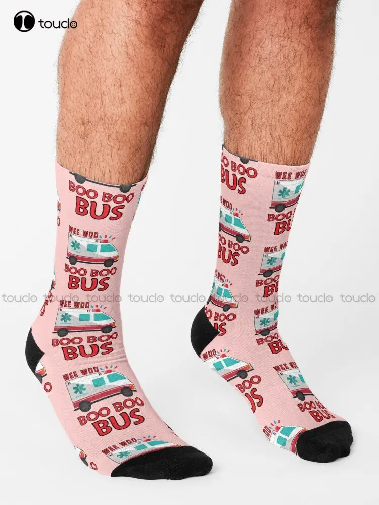 Wee Woo Boo Boo Bus First Responder Funny Ambulance Socks Baseball Socks Men 360° Digital Print Custom Gift Streetwear Art