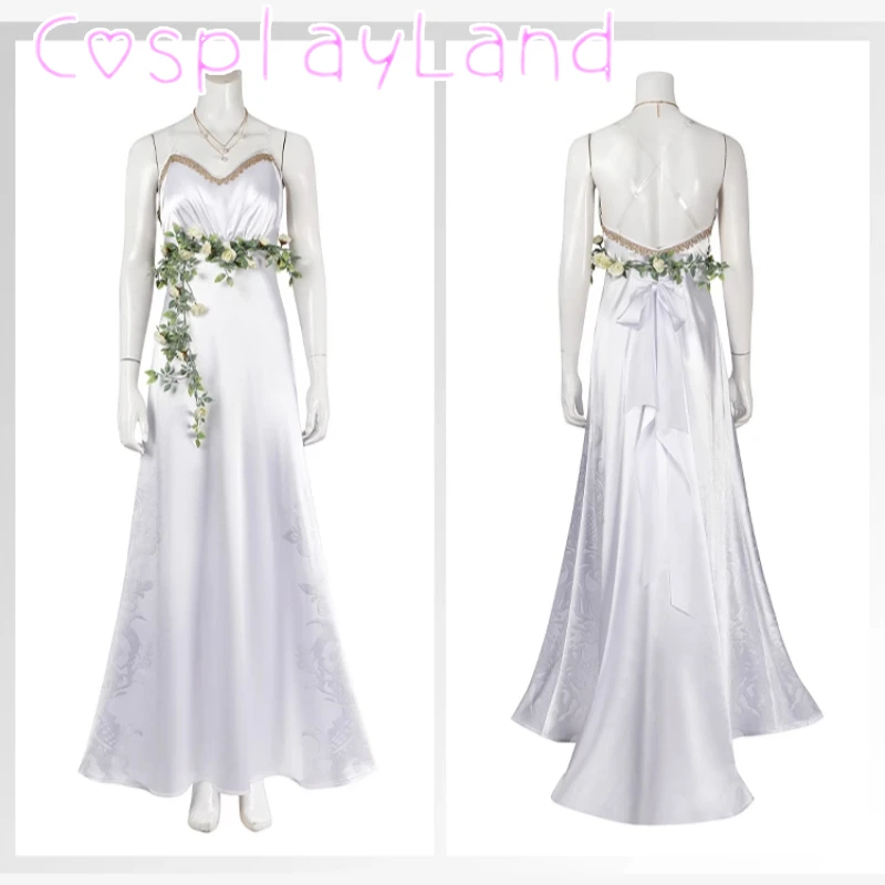Game FF 7 Alice Cosplay Costume White Long Dress Accessories Outfit Sexy Women Fantasy VII Rebirth Alice Party Dress Custom Made