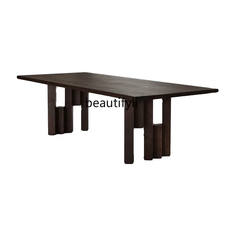 

Italian Minimalist Solid Wood Dining Table Log Large Board Conference Table Reception Tea Table Modern Designer Workbench