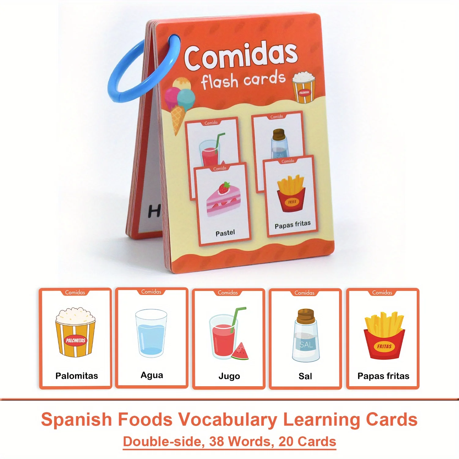 Spaans 4-thema's woordenschat leren flashcards, onderwijsmateriaal voor kleuterschool taalleermiddelen