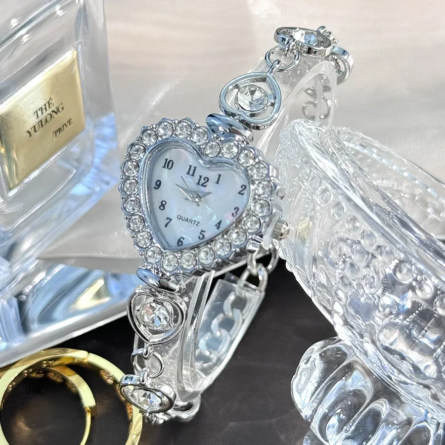 Fashion Women Watches Luxury Rhinestone Heart Small Dial Quartz Watch Ladies Bracelet Wristwatches Clock Relogio Reloj Mujer