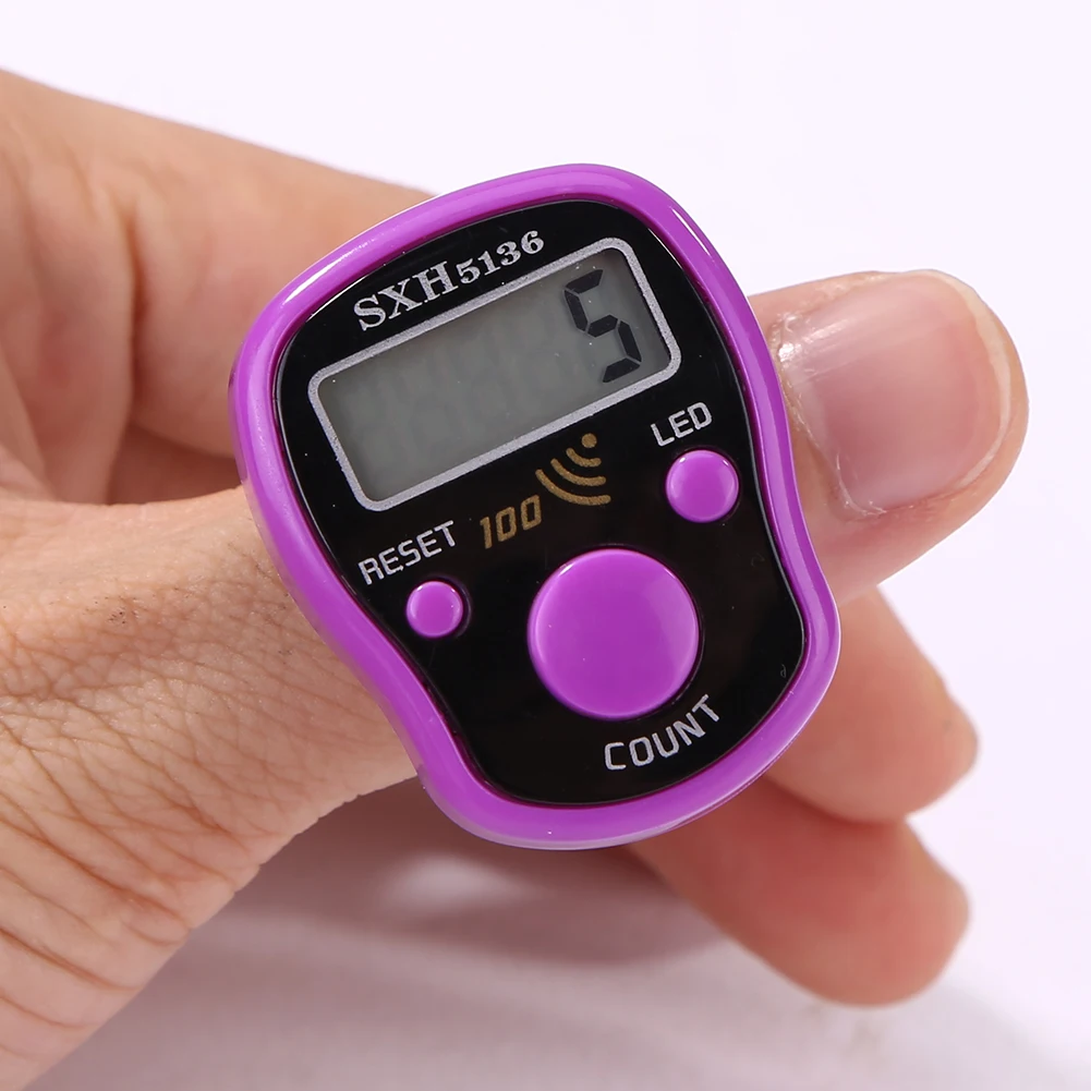 Mini Stitch Marker Row Finger Counter LCD Electronic Digital Display Hand Tally