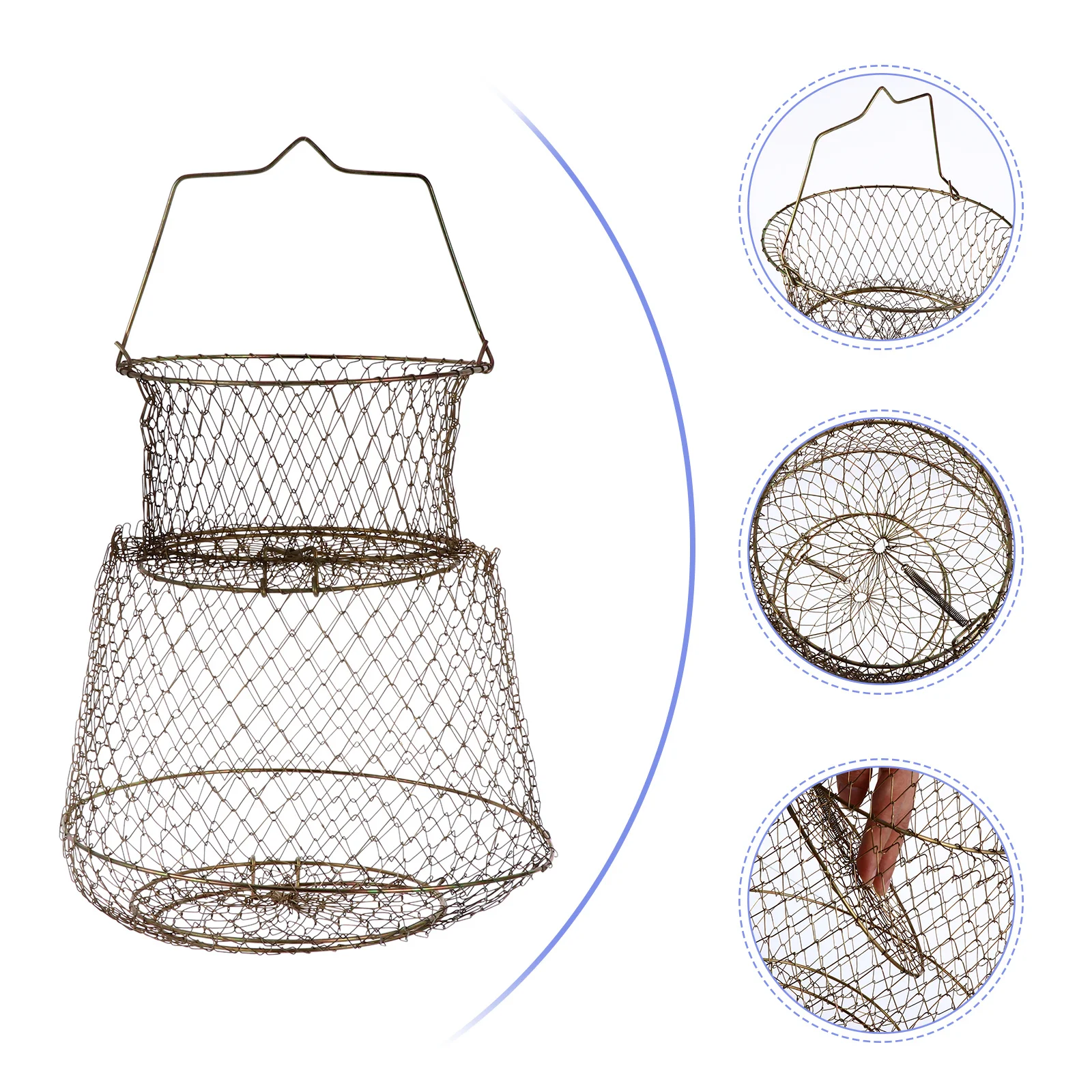 

Folding Fishing Trap Cage Portable Steel Wire Net Foldable Fish Trap Outdoor Tool for Catching Crabs Lobster Shrimp