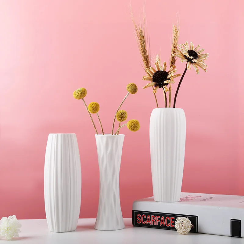 

New Chinese Style Minimalist Ceramic Vase for Home Living Room Decoration, White Ceramic Vase