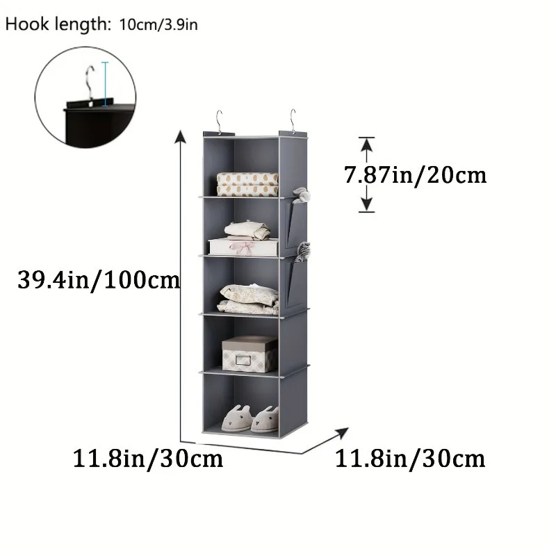 1/2 Stück Bambus-Lamellen Mehrstöckiger Hängeaufbewahrungsbeutel Staubdichter Vliesstoff Schrank-Organizer Faltbare Regale – Detail 5