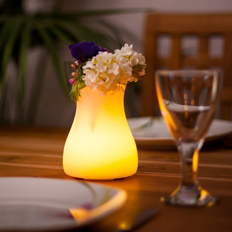 

LED colorful luminous vase bedroom bedside night light small flower pot atmosphere romantic atmosphere dining table vase light