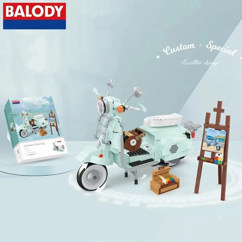 BALODY motorcycle building blocks B.Duck  assembly model Kawaii children's toys educational birthday gift anime