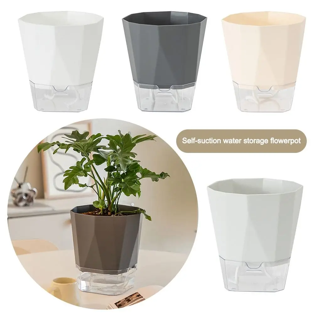 Durable Self Watering Lazy Plant Pot Including Liner with Handle Hydroponic Planter Garden Supplies Soil Flower Pot