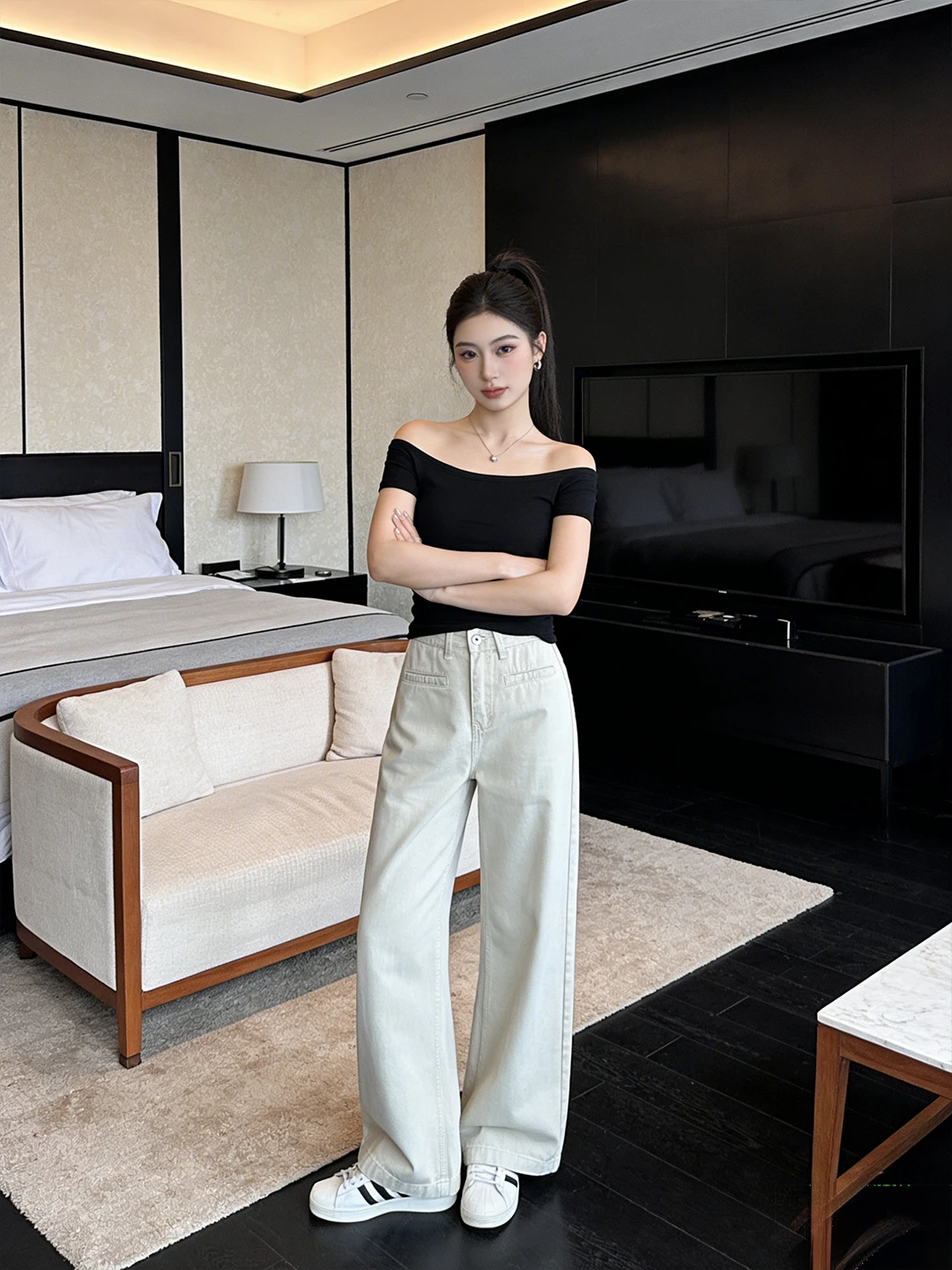 

High Waist Wide Leg Jeans Casual Women's Versatile Loose Fit Straight Leg Pants Simple Sle Breathable Comfortable Korean Sle