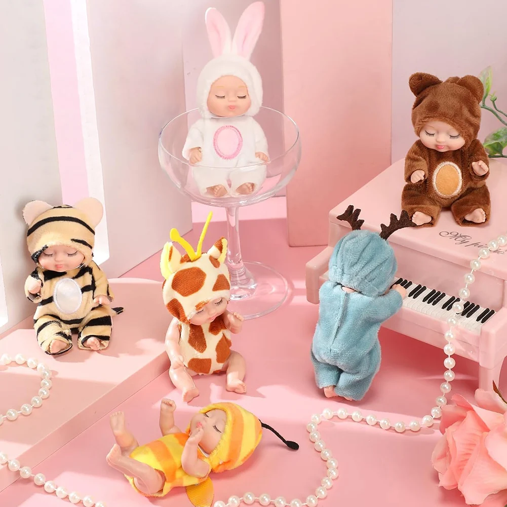 1/6 szt. 11cm Mini Lalka Reborn Śliczny Śpiący Niemowlak Seria Lalka Miniaturowa Lalka Reborn Noworodek Lalka dla Dzieci Prezent Urodzinowy