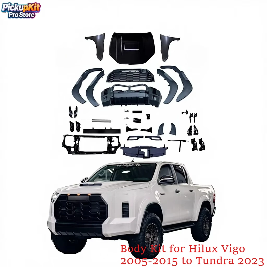 

Conversion Facelift Body Kit for Hilux Vigo 2005-2015 Upgrade to Tundra 2023 Style Front Bumper Included