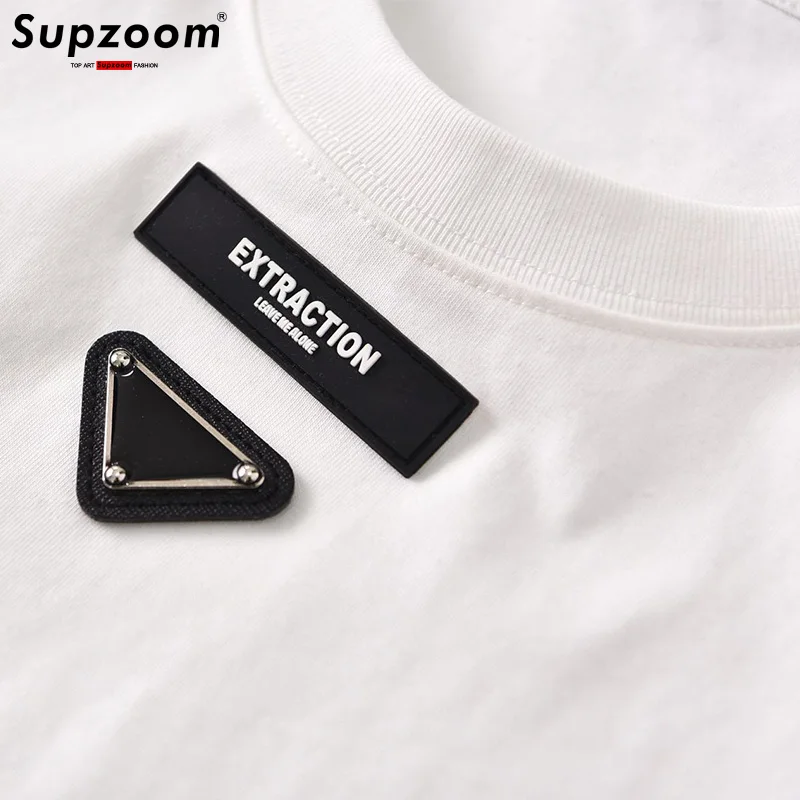 Supzoom 2024 New Arrival Top Fashion Summer High Street Label Neutral O-neck Casual Heavy Texture Cotton Ins Loose Men T shirt