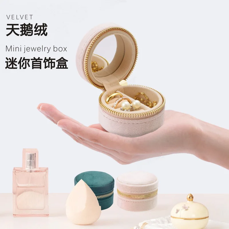 

Mini Women Travel Jewelry Organizer Box 6cm Small Jewelry Organizer Box With Mirror Gift Jewelry Boxes for Female Girls