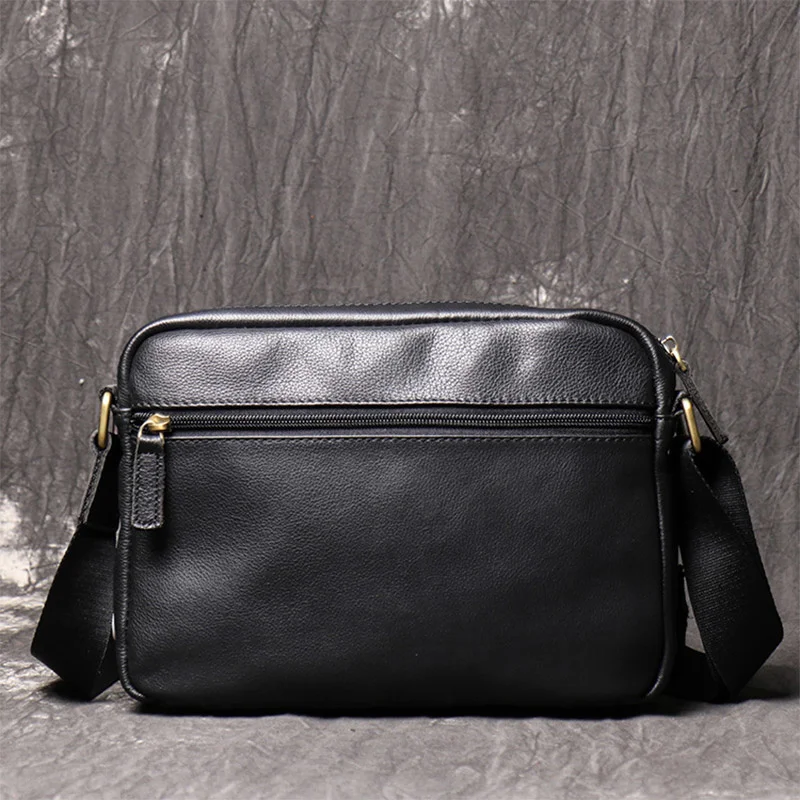 Genuine Fashion Men Leather Crossbody Bag Male Black Soft Shoulder High Quality Messnger Men's Handbag