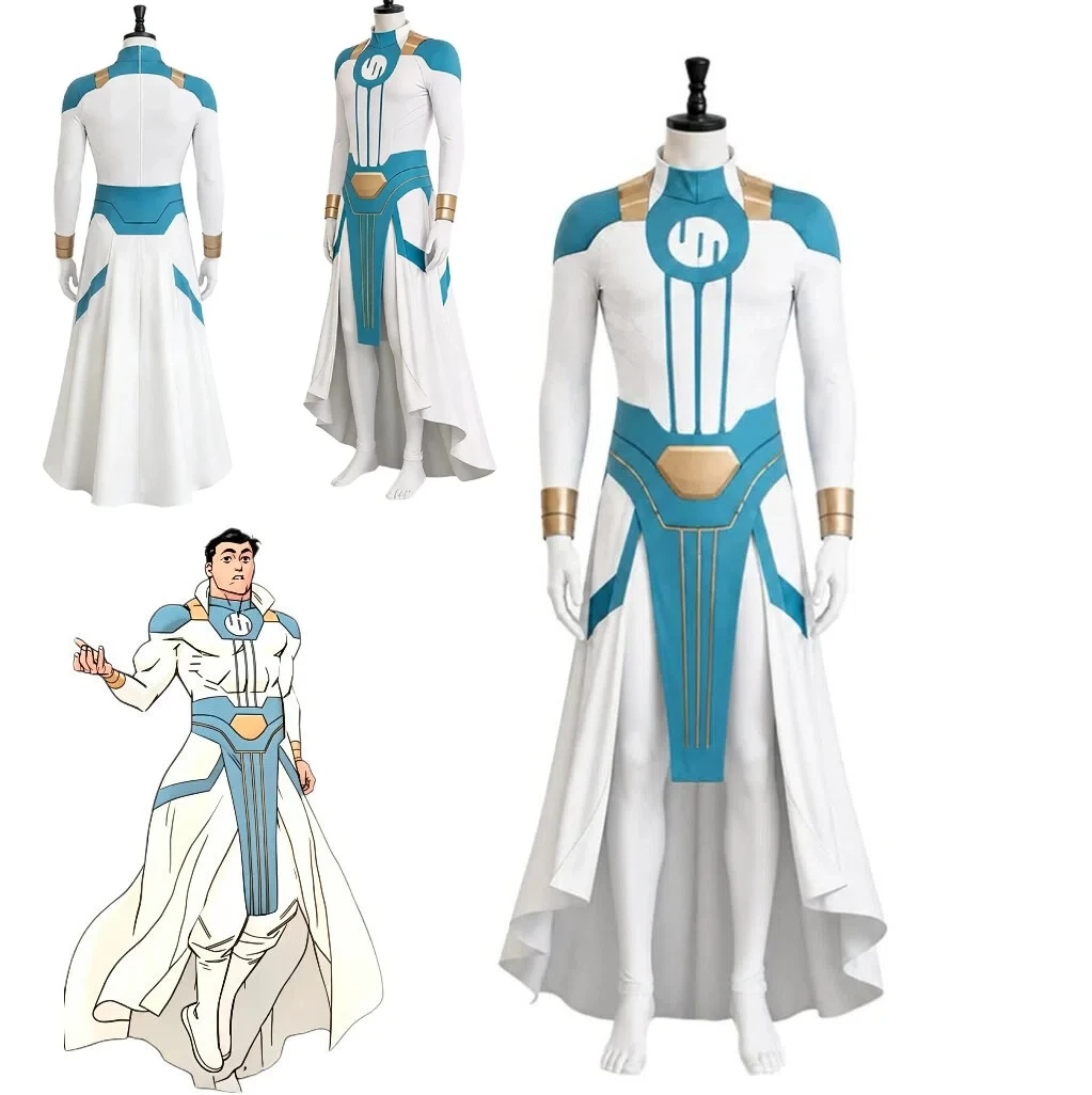 

Anime Invincible Cosplay Robe Pants Viltrum Empire Blue White Color Senior Warrior Halloween Carnival Stage Role Play Costumes