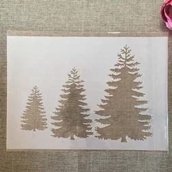 A4 29cm Three Pine Tree DIY Layering Stencils Wall Painting Scrapbook Coloring Embossing Album Decorative Template