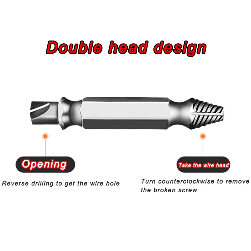 Extractor Broken Screw Extractor เจาะไทเทเนียมคู่หัวสกรูและ Bolt Extractor เครื่องมือหักลวดซ่อมเครื่องมือ