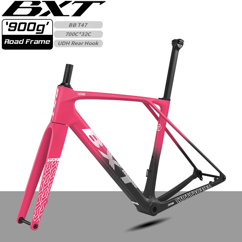 

Карбоновая рама шоссейного велосипеда BXT T1000, комплект дорожной рамы из углеродного волокна, плоская дисковая дорожная рама, подходит для механических и Di2