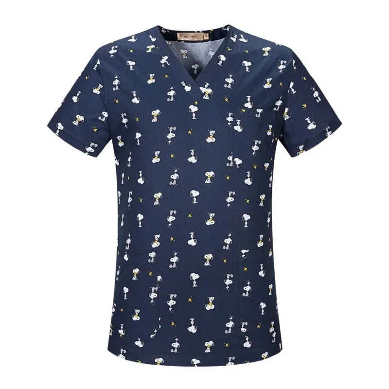 

Sky05 high quality Cotton Scrub Tops V-neck Women nurse uniform Pet Dental operating room Surgical Tops Men Nursing Blouse99JIu@