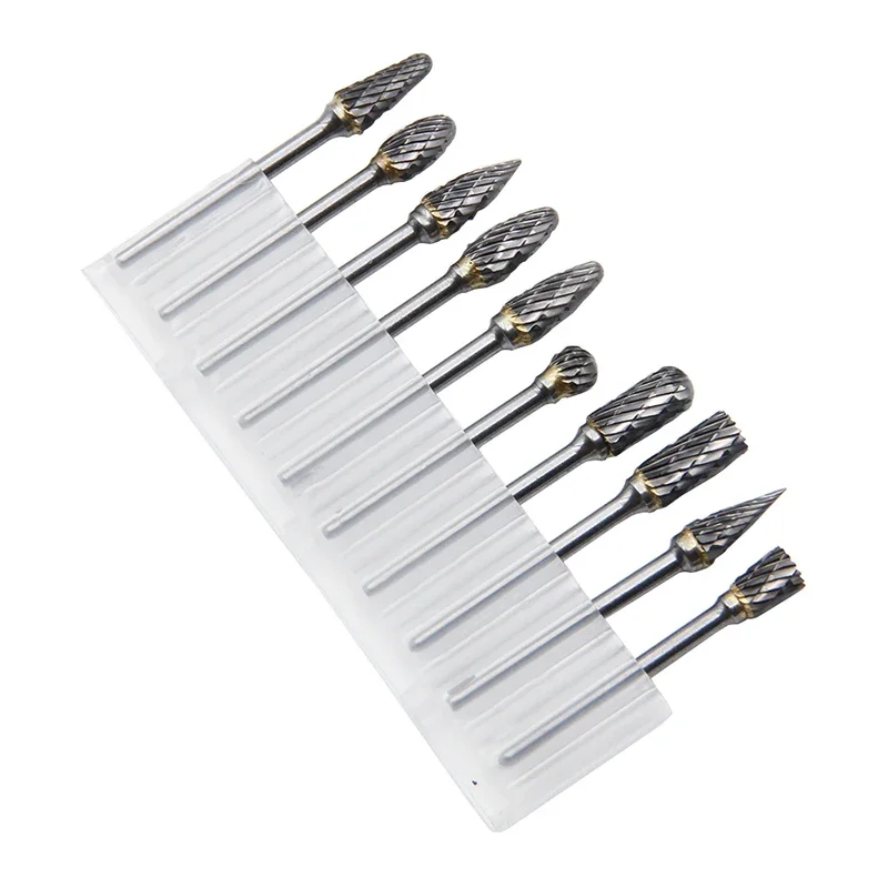 10pc Hard Alloy Rotary File 3*6 Double Grain Tungsten Steel Grind Head Electric Grind Mold Woodwork Grinding File Tool Set Laser