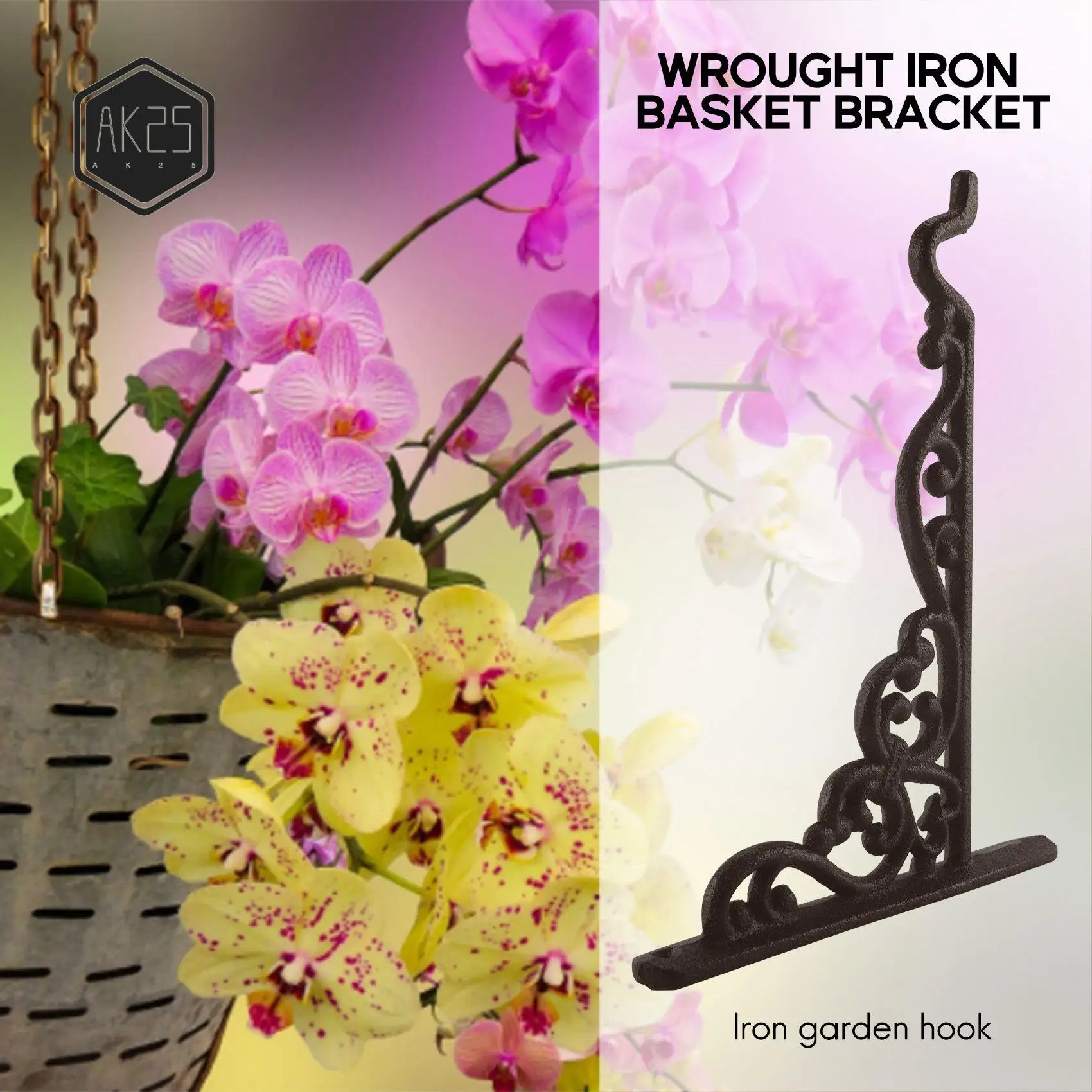 

AK25-2 Pack Cast Iron Plant Hanger Hanging Planters Basket Wall Hook With Screws, Vintage Metal Wall Stands For Bird Feeders, Pl