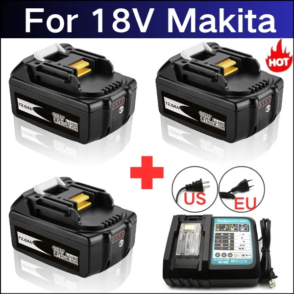 for Makita18V Battery 12000mAh Rechargeable Power Tools Battery 18V makita with LED Li-ion Replacement LXT BL1860B BL1860 BL1850