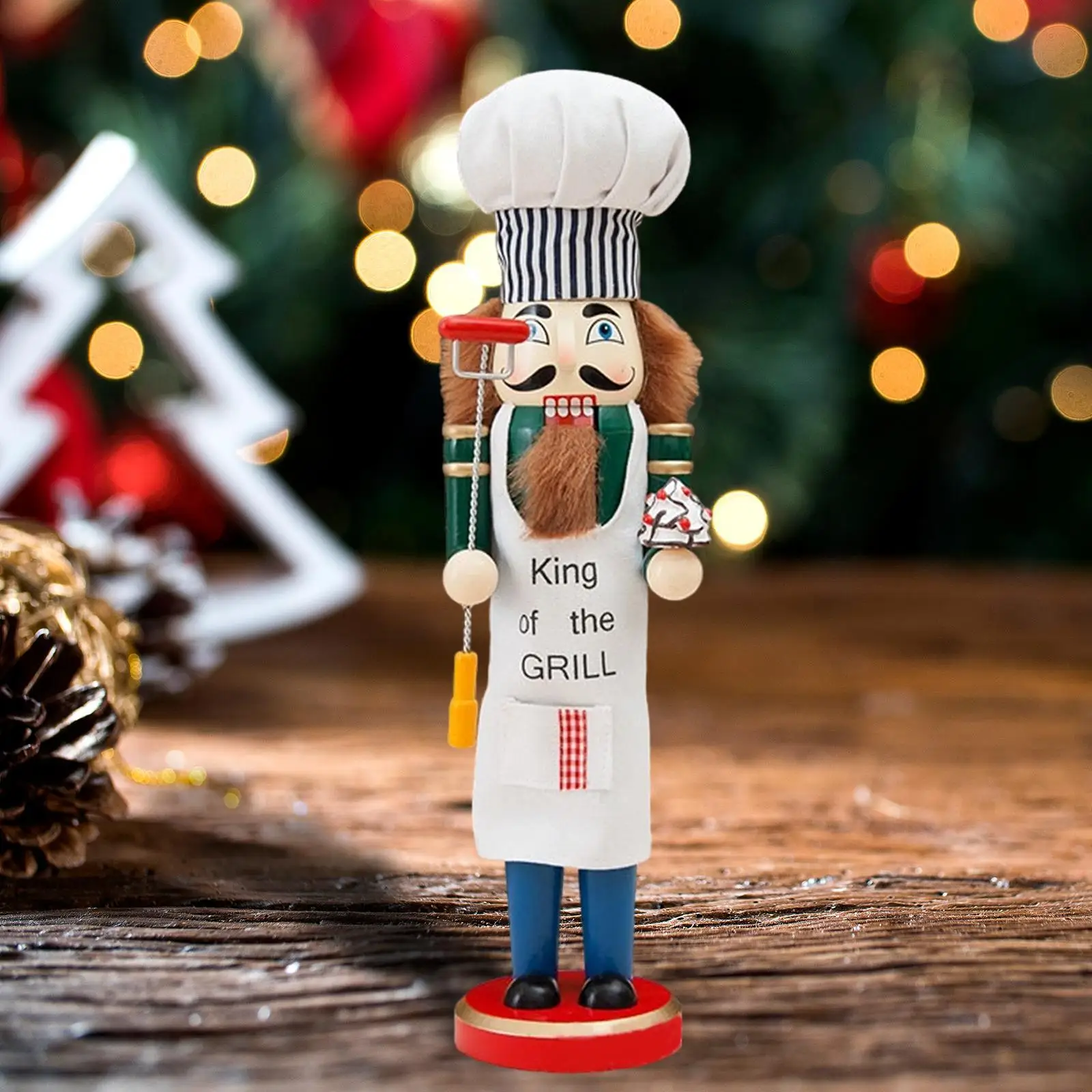 Christmas Chef Nutcracker Figure Tabletop Figurine Home Decor Christmas Decoration Wood Nutcracker for Mantle Cabinet Fall