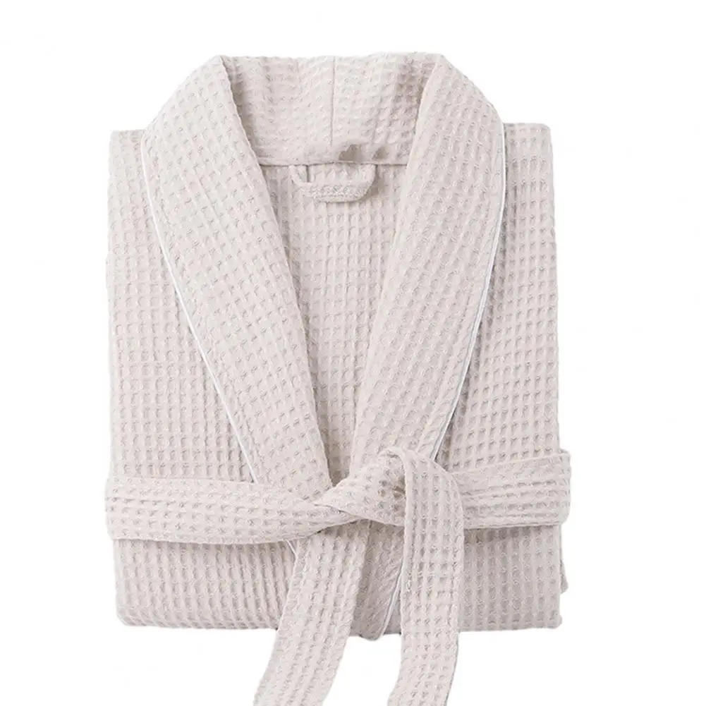 Roupão Waffle unissex para homens e mulheres, roupa de algodão, roupão de banho, roupão longo, quimono de primavera