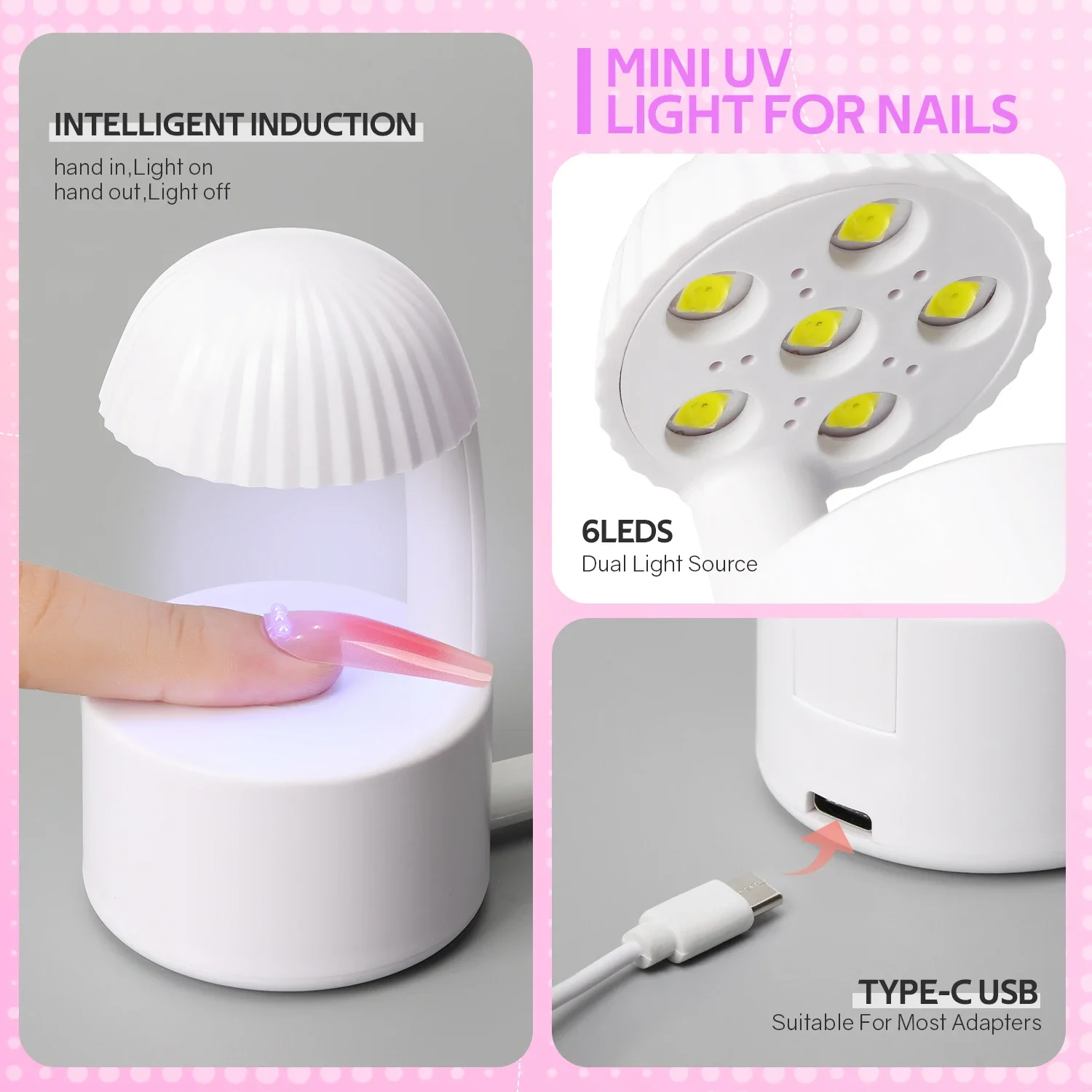 Neue Nagel Trocknen Lampe 6LED Lampe Mini Nagel Trockner UV Lampe Maniküre Maschine Mit USB Kabel Gel Nagellack Trockner Hause reise Verwenden