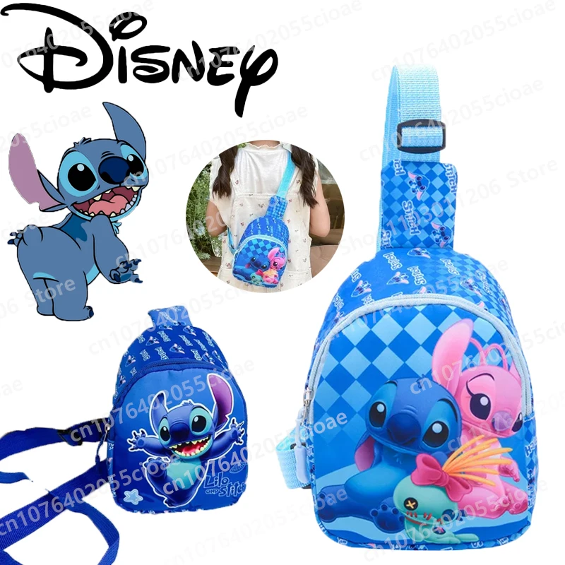 Disney Cartoon Stitch Portable Chest Bag Coin Purse Cute Girl Schoolbag Light Shoulder Backpack Handbag Children's Holiday Gift