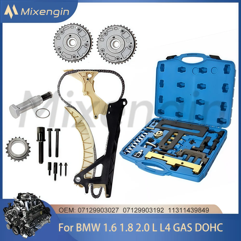 Timing chain kit VVT Gear Tool Set Fit BMW E81 E87 E88 E82 E46 E90 E93 E60 N42 N46 1.6 1.8 2.0 L L4 GAS DOHC 01-15 Engine Parts