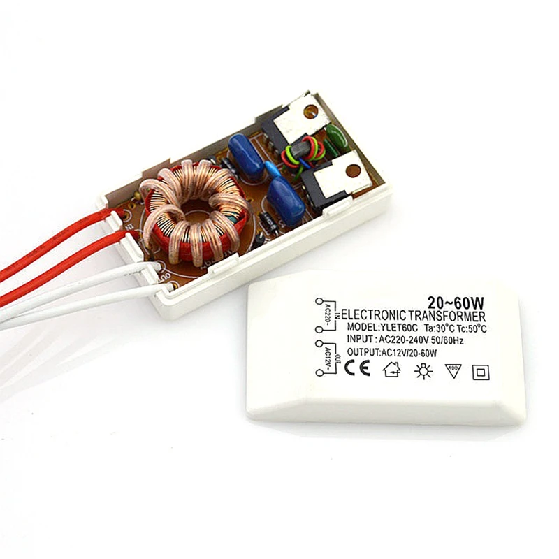 Ac 220V Tot 12V 20-60W Halogeenlicht Led Driver Voeding Elektronische Transformator Geschikt Voor Lampen Buitenshuis Gereedschap