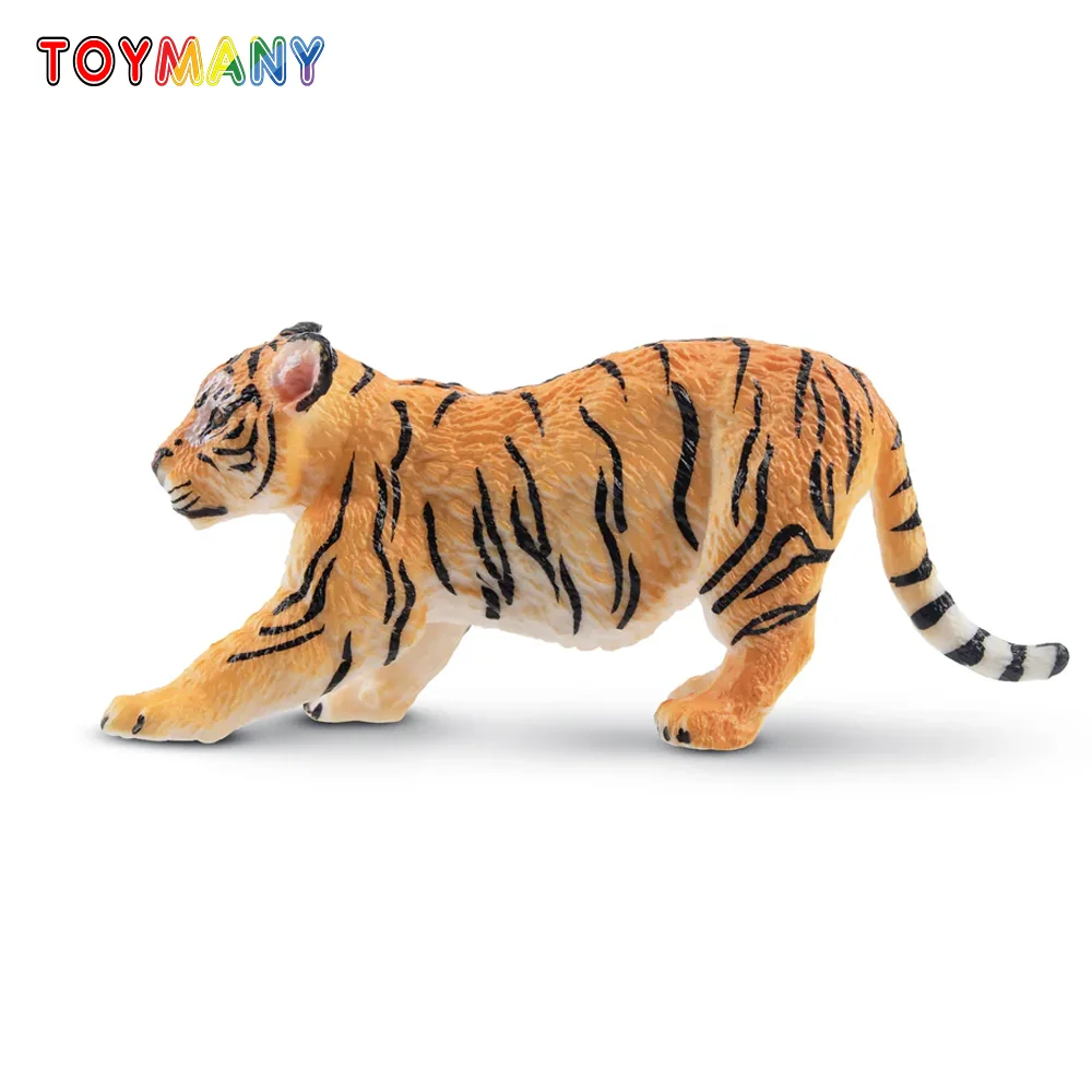 Toymany Symulacja Rozciągliwy Cętko Tygrysa, Model Zwierzęcia Dzikiego Mini Figurki dla Dzieci Zestaw Prezentowy, Figurki Kolekcjonerskie