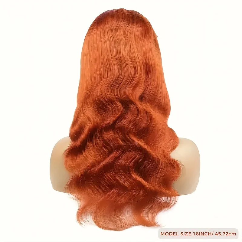 Perruque Lace Front Wig Body Wave Naturelle Orange 4x4, Cheveux Humains Pré-Plumés Colorés, Densité 200, Vidéo HD, pour Femme