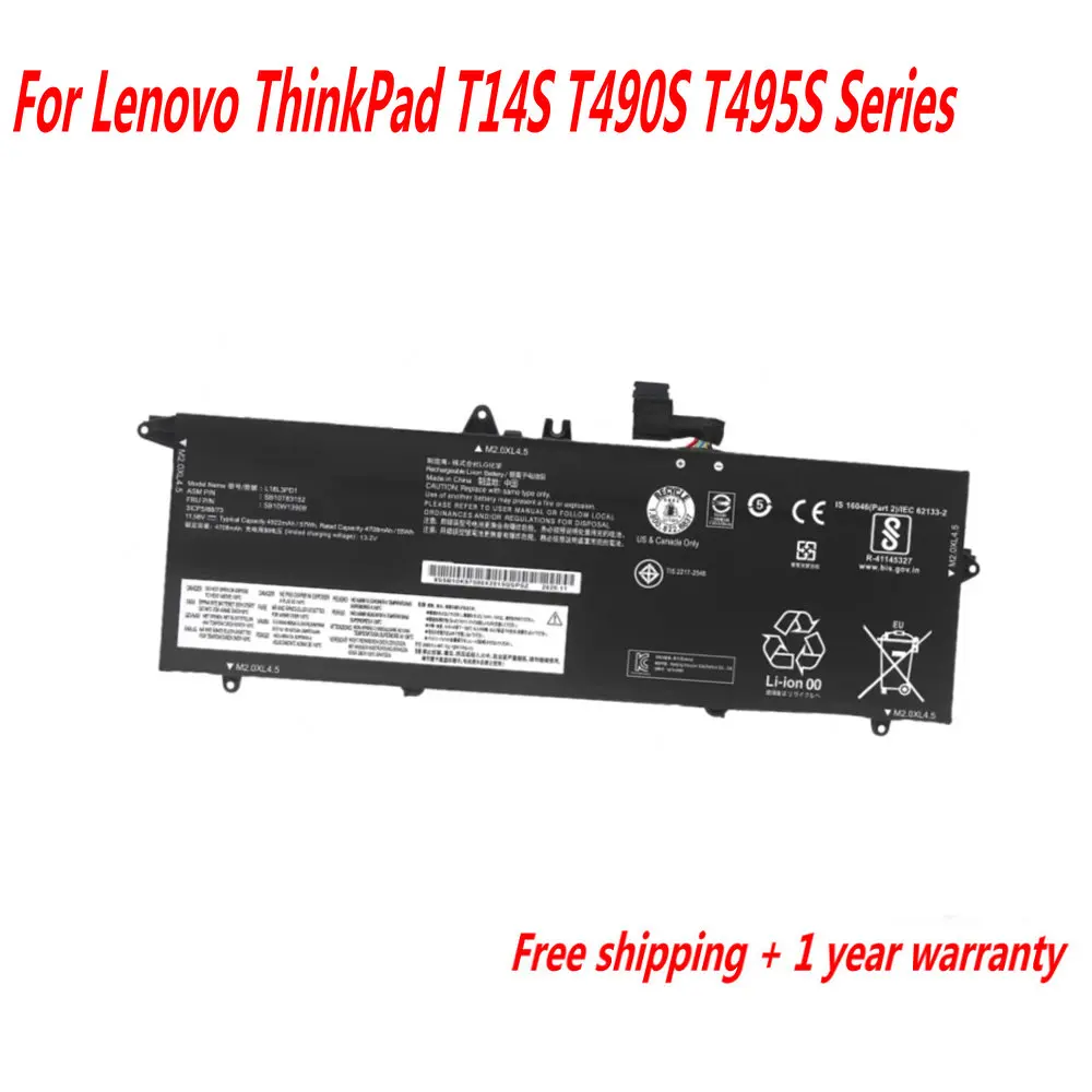 

High Quality L18M3PD1 L18C3PD2 Battery For Lenovo ThinkPad T14S T490S T495S Series L18C3PD1 L18L3PD1 L18M3PD2 02DL013 02DL01