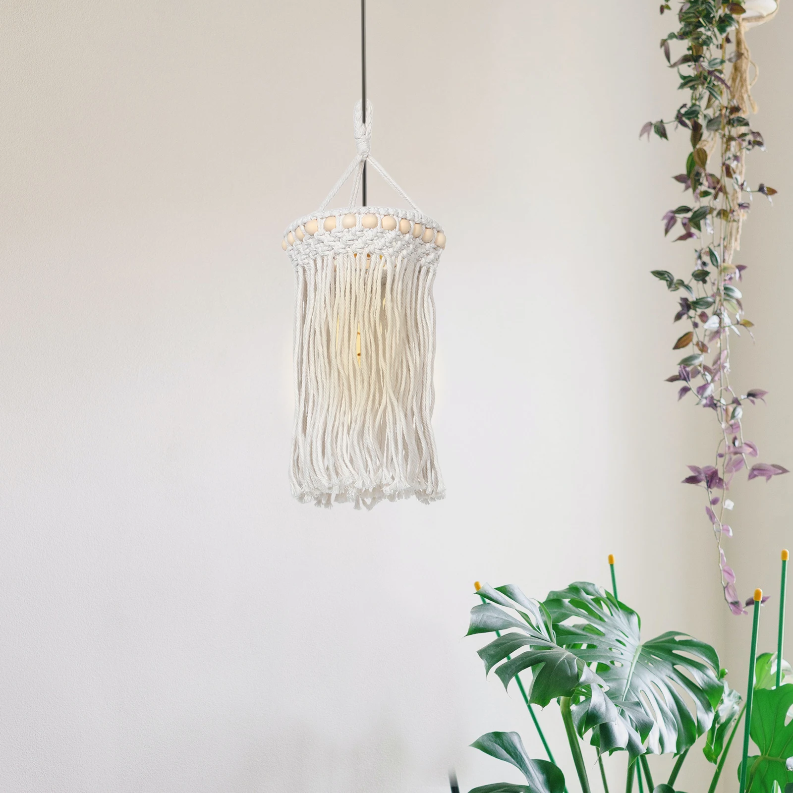 

Handwoven Macrame Lampshade Boho Light Cover Pendant Ceiling Decor for Living Room Coffee Shop Bedroom Macrame Lampshade