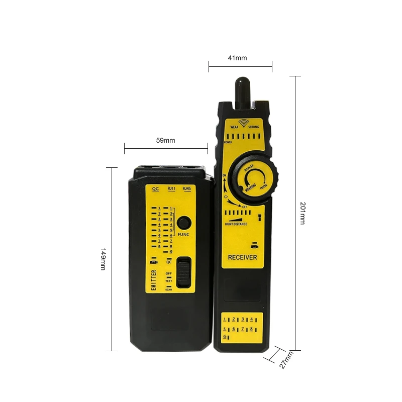 Lange afstand hoge precisie kabeltracker netwerktester voor RJ11 RJ45-kabels Draad- en kabeltracering netwerkkabelzoeker utp-tracker