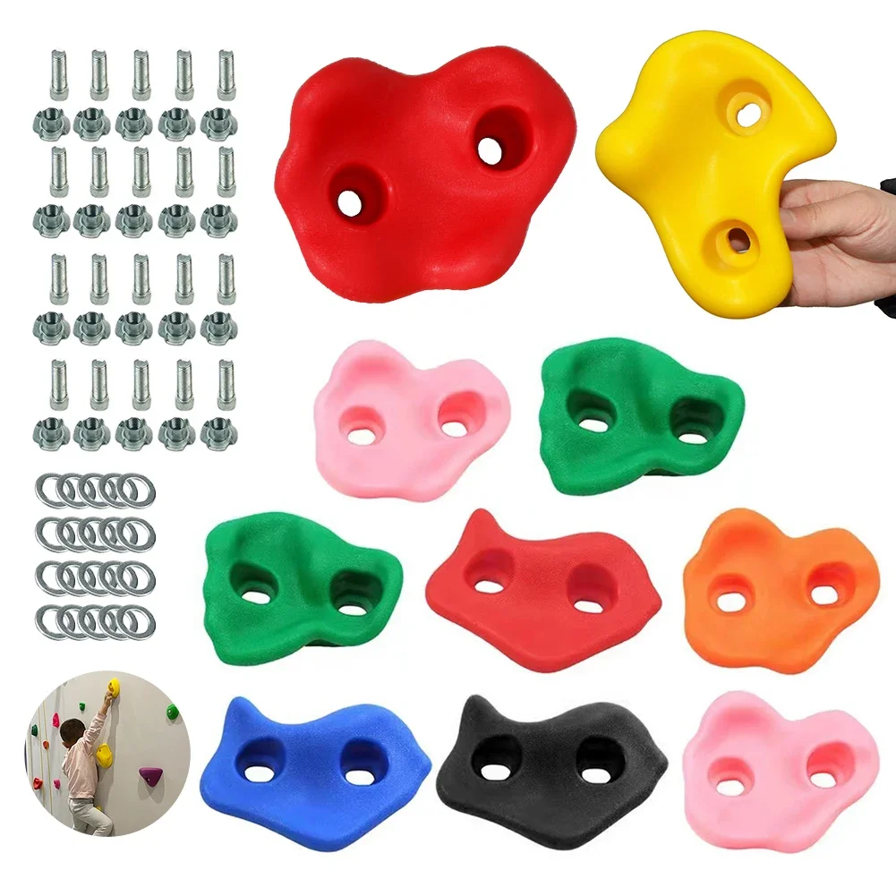 10pcs/set Rock Climbing Holds Wood Wall Kids Climbing Stones Toys Playground Game Hand Feet Hold Grip Kit Outdoor Games For Kids