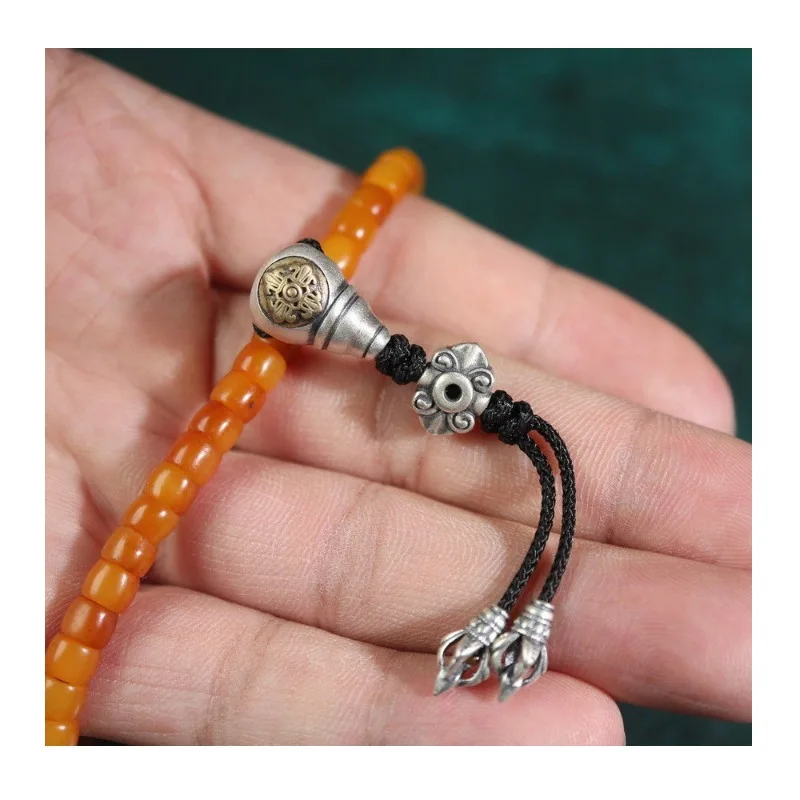 

Tibetan Accessories Buddha Bead Tee Back Cloud Disciple Bead Silver Matching Wenwan Buddha Bead Bracelet Silver Cover
