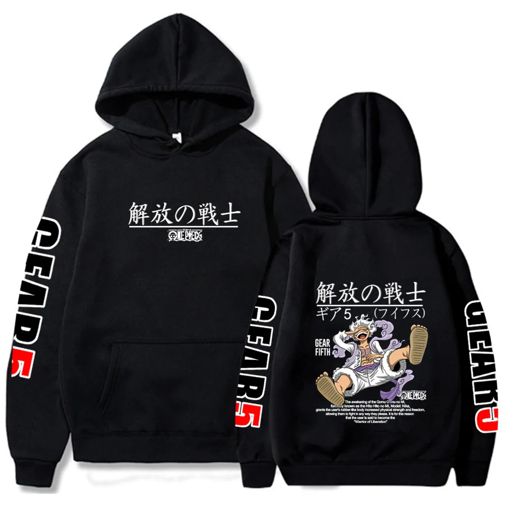 One Piece Luffy Japanischer Buchstabendruck Hoodie Kinder Jungen Mädchen Pullover Kapuzenpullover Anime Kinder Streetwear Oberteile – Detail 7