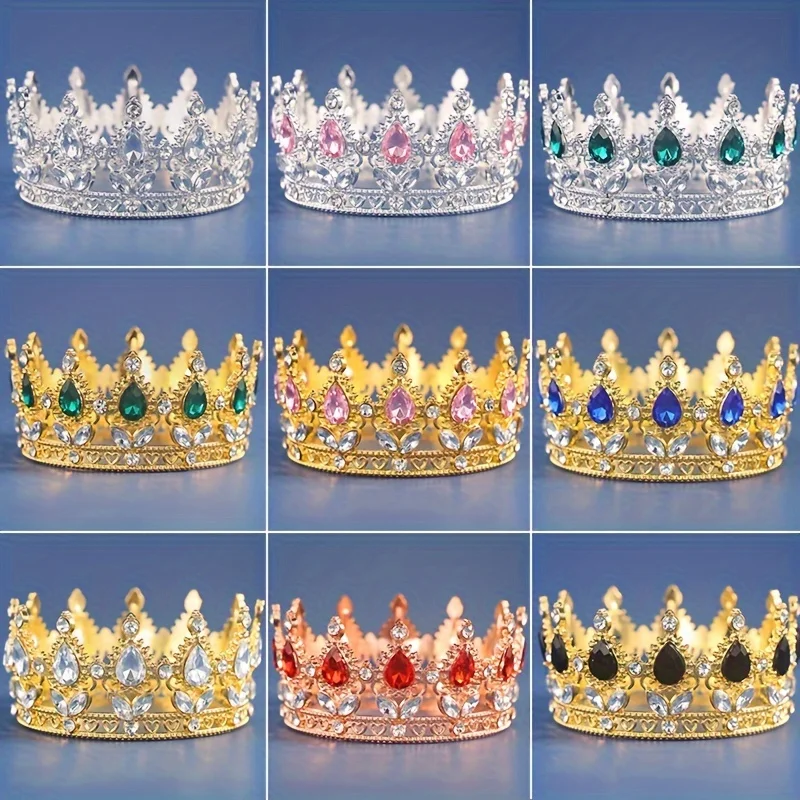 Tiaras de cristal barroco y corona para fiesta, diadema de graduación con diamantes de imitación, Tiara de corona