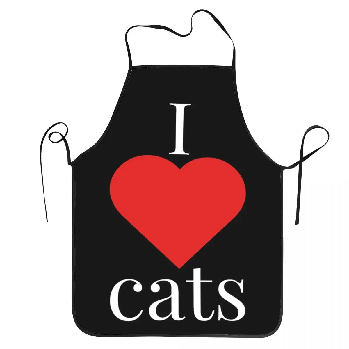 

I Heart Cats White Aprons Chef Cooking Cuisine Tablier Sleeveless Bib Kitchen Cleaning Pinafore for Women Men Gardening