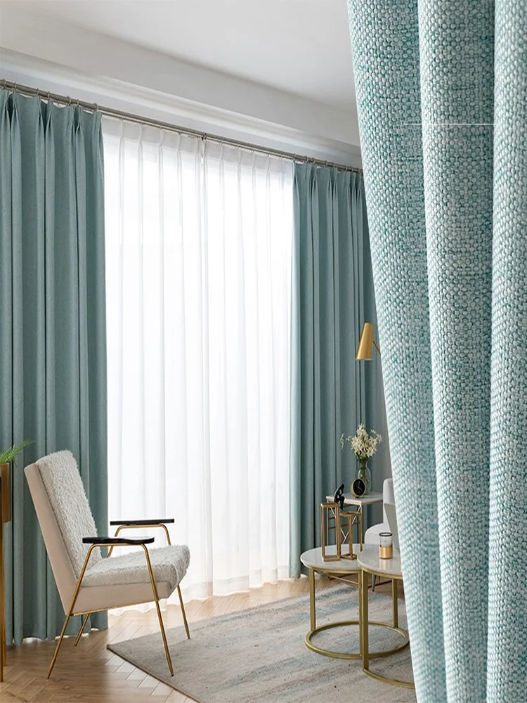 NH4162Nordic simple bedroom living room bay window curtain blackout