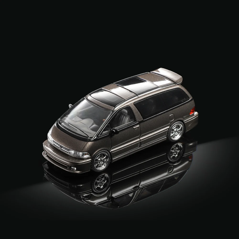 MORTAL 1/64 Previa Multifunctioneel voertuig Diecast Metallic Custom Paint Diecast Miniatuurbus Hobbycadeau voor volwassenen