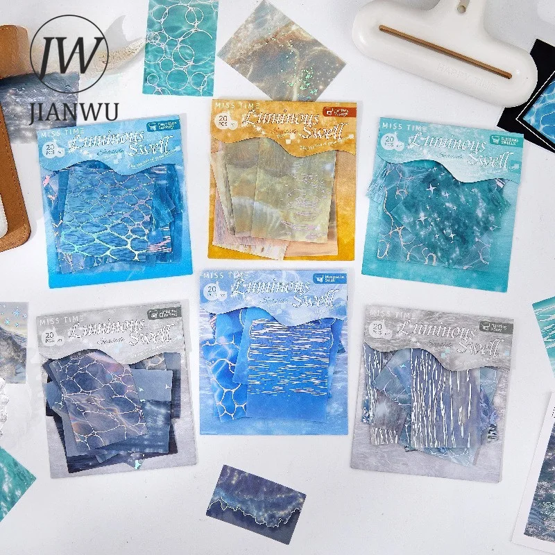 JIANWU Vintage Water Ripples Landscape Material Collage Scrapbooking PET Sticker Creative DIY Journal Stationery