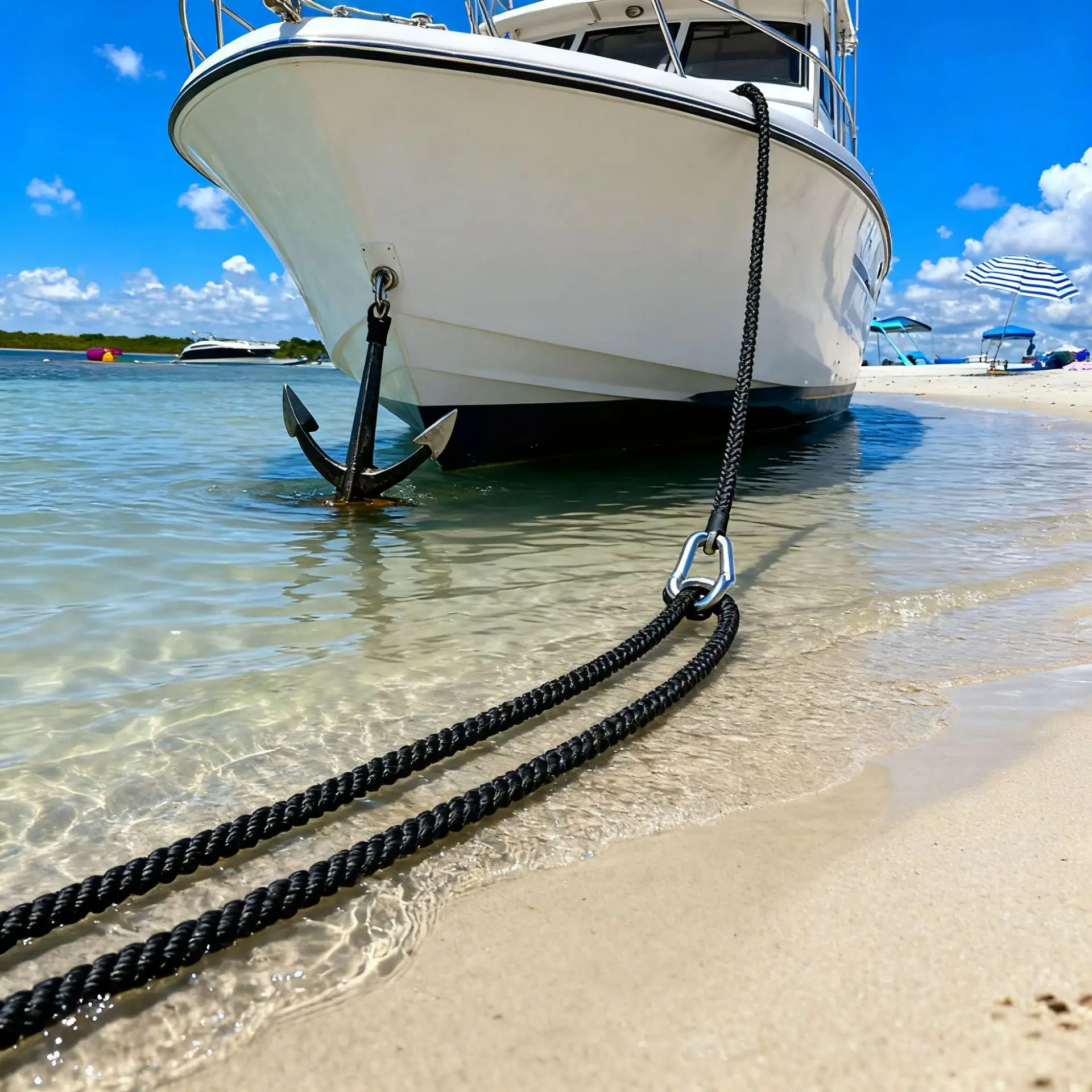 1pcs Nylon Anchor Line 50/100 FT FOR Braided Marine Rope With Stainless Steel Thimble Boat Anchor Rope.