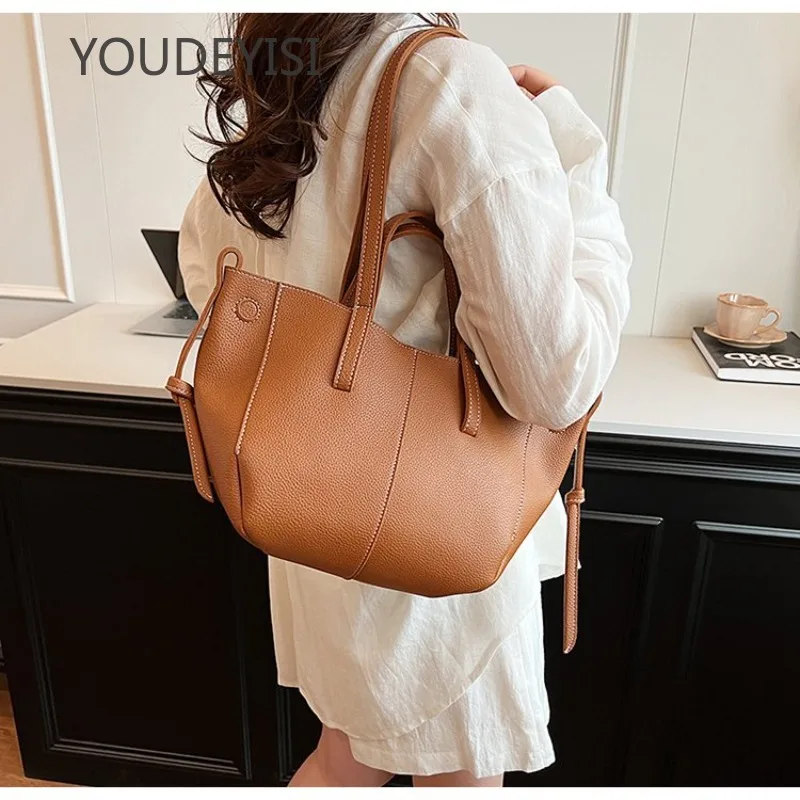 YOUDEYISI PU Leather Handbag Tote Bag Large Capacity Women\'s Bag Niche High-end Single Shoulder Armpit Bag