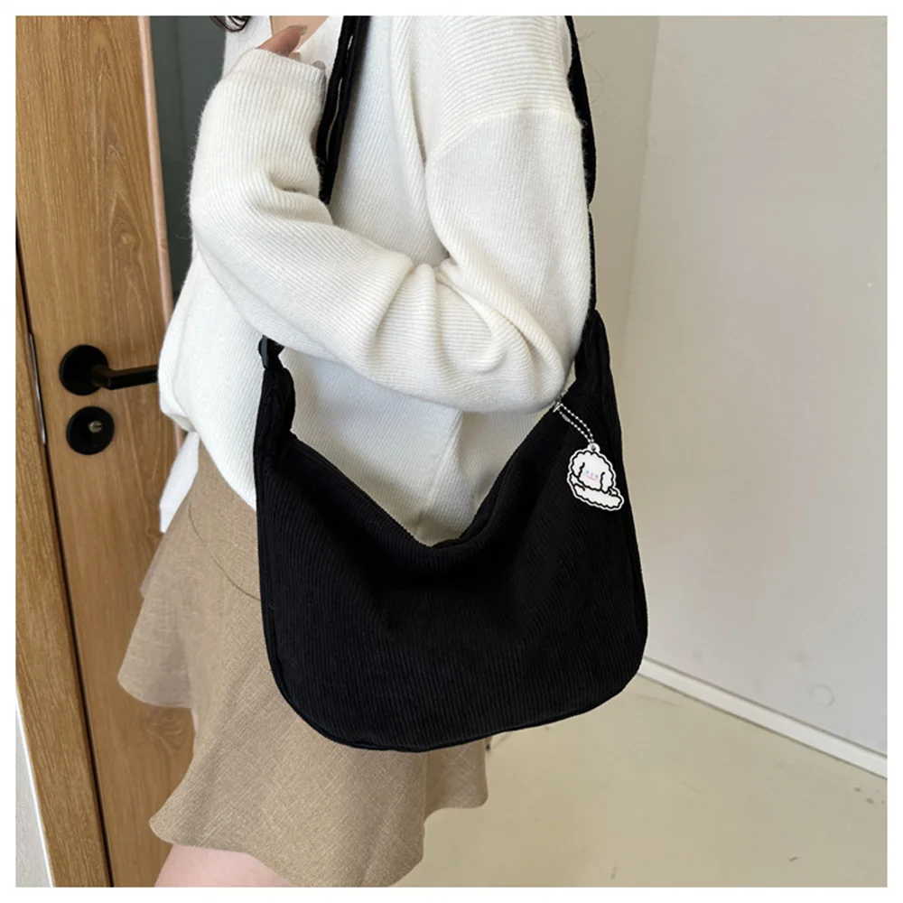 Corduroy Crescent Bags Women Fashion Crossbody Bag Girls Large Capacity Shoulder Bag Casual Hobo Trendy Messenger Bag Totes